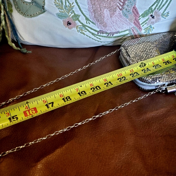 Whiting & Davis Silver Mesh Metal Tassel Crossbody - Picture 14 of 15
